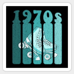 70s Roller Skates Derby Gift - Mint Green & Turquoise Sticker